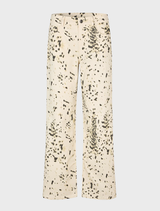 Soft cotton denim UlianaMD jeans with a dash dot print, straight legs, concealed zip, and pockets, modeled by a 175 cm tall person.