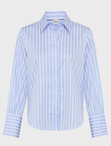 Blue striped shirt by Vica, featuring a classic design suitable for casual or formal wear.