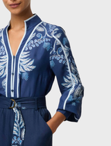 Elegant Asher Viscose Faille Shirt in Moonlit Batik, designed for versatility and comfort in various settings.