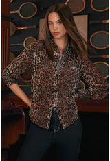 Smocked Cuff Western Shirt - Og Leopard