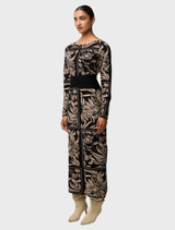 Flora deco patterned dress in a merino wool blend, combining comfort and style for various occasions.
