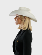 Elegant white fedora by Addison Racewear, featuring a classic design, perfect for racing events or stylish outings.