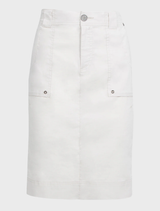 A white Acrobat Legion Skirt, demonstrating its fit and movement.