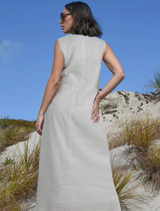 Elegant white Trump Card Dress with a fitted silhouette, ideal for special events and sophisticated gatherings.