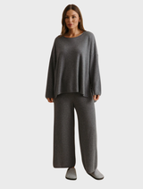 Ash-colored Winter Retreat Merino Cotton Pullover, designed for warmth and comfort during winter months.