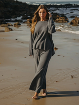 Winter Retreat Merino Cotton Pullover in ash color, showcasing a cozy design suitable for cold weather wear.