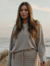 Winter Retreat Merino Cotton Pullover in Wheat color, showcasing a cozy and stylish design for cold weather wear.