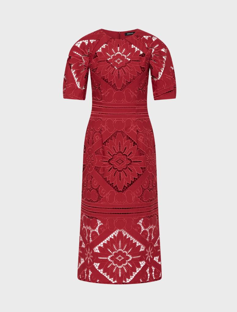 Stylish garnet Letitia Midi dress with a flowing design, ideal for dressing up or down for any event.