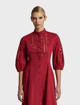 Letitia Shirt Dress in garnet, combining a classic shirt style with a modern fit, ideal for various settings and events.