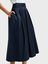 Stylish midnight blue skirt, designed for comfort and elegance, suitable for day or evening wear.