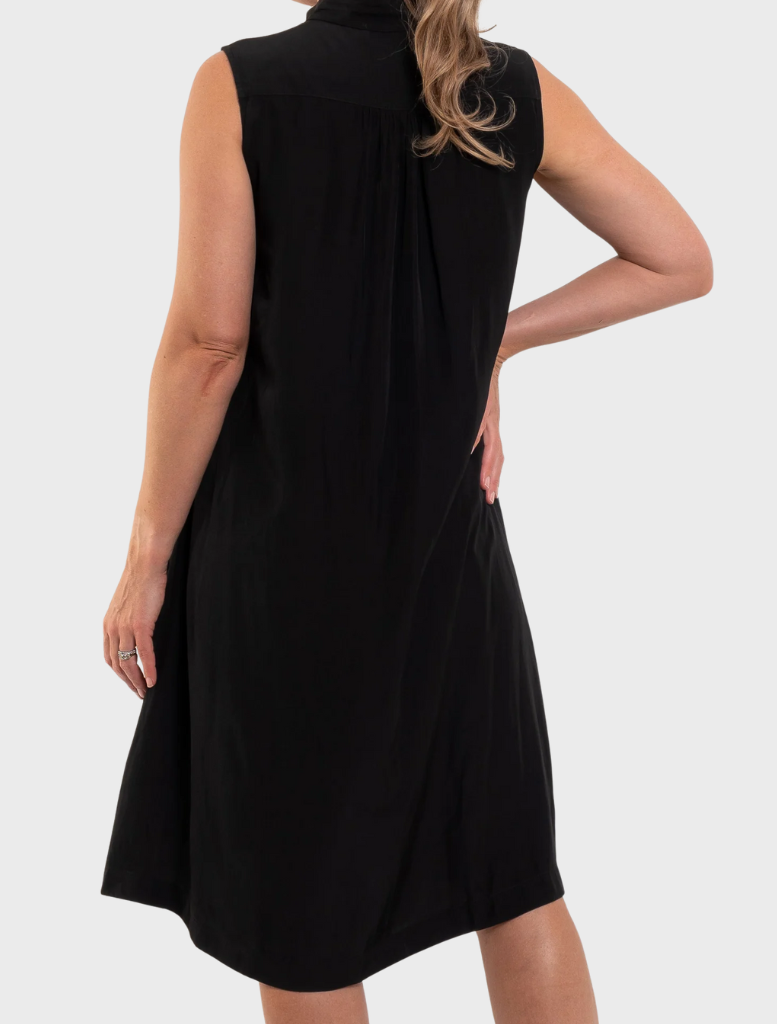 Stylish navy Tab Slide Dress with a flattering cut, perfect for dressing up or down.