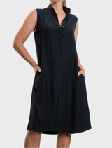 Stylish navy Tab Slide Dress with a flattering cut, perfect for dressing up or down.