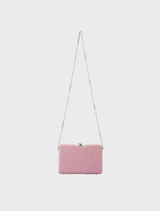 Pink Birdie Textural Handle Bag with a chain strap, showcasing a stylish and modern design.