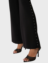 Marcela Pearl's black embellished viscose stretch pants, designed for comfort and sophistication.