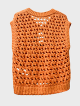 Openwork cardigan in a soft aperitif shade, featuring detailed lacework, suitable for casual or dressy occasions.