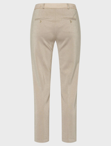 Women's beige pants crafted from lightweight fabric, perfect for comfort and style in any casual setting.