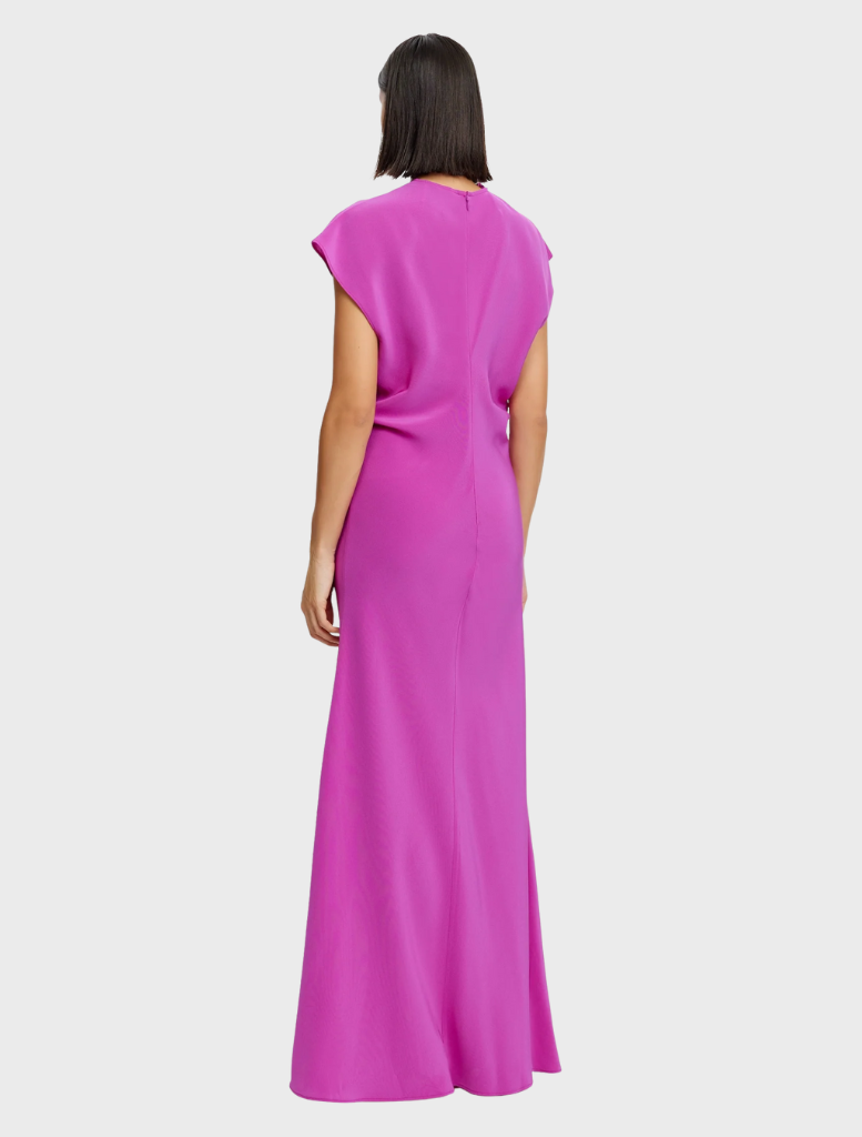  Elegant Yarrow Maxi Dress in Amethyst, designed with a flowing silhouette, suitable for both casual and formal wear.