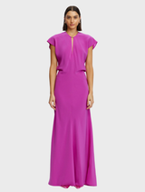 Yarrow Maxi Dress in Amethyst, featuring a flowing design and elegant silhouette, perfect for formal or casual occasions.