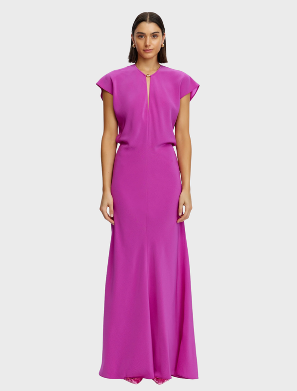 Yarrow Maxi Dress in Amethyst, featuring a flowing design and elegant silhouette, perfect for formal or casual occasions.