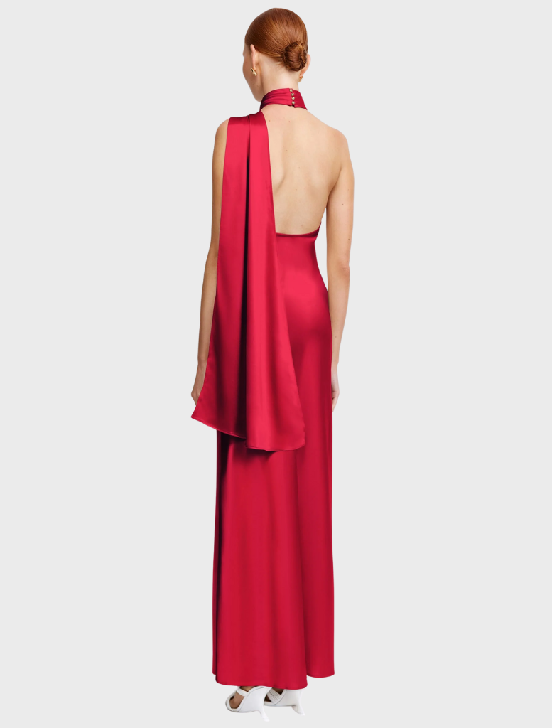 Yewgreen maxi dress in a rich crimson hue, offering a stylish and versatile option for both day and evening wear.