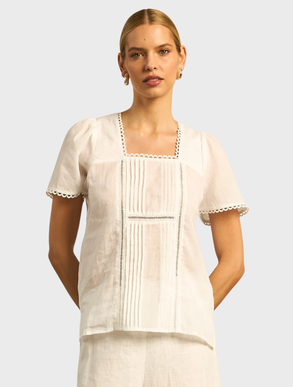 Yonder Top in Floss color, featuring a stylish design suitable for casual or formal wear.