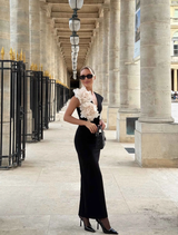 Stylish Zahara V-Neck gown in black, designed for a refined look with a graceful fit.