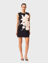 Contemporary black Zahara Shift Mini Dress with a simple yet elegant style, perfect for any wardrobe.