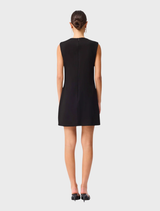 Black Zahara Shift Mini Dress featuring a sleek design and a flattering silhouette for versatile styling options.