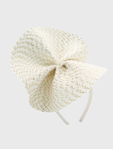 Elegant ivory gold fascinator featuring a wavy plate design on a headband, perfect for stylish events and race day.