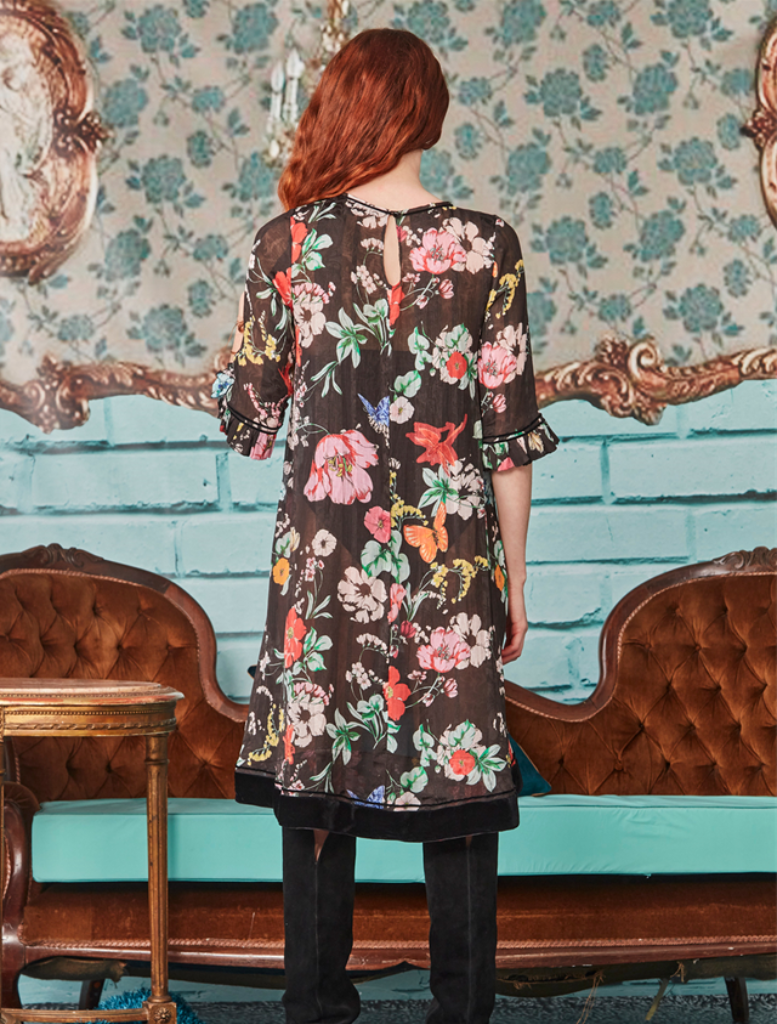 Shifting Gears Tunic - Black Floral