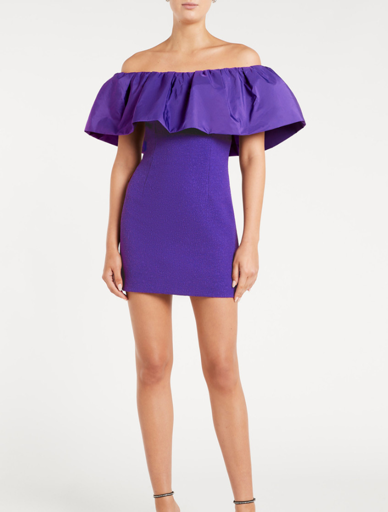 Rumi Off Shoulder Mini Dress - Purple
