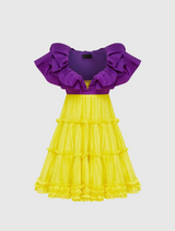Le Cygne Ruffled Mini Dress - Violet/Tarte