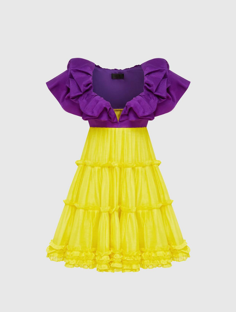 Le Cygne Ruffled Mini Dress - Violet/Tarte