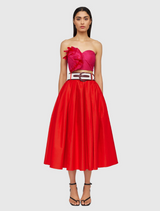 Fuchsia Rose Full Skirt - Red