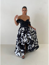 Cleo Gown - Black/White