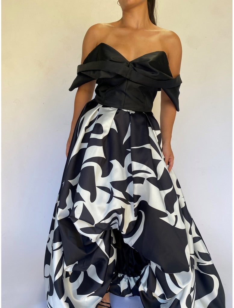 Cleo Gown - Black/White