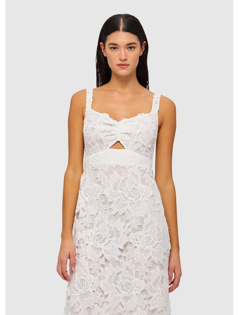 Iris Lace Ruched Bust midi Dress - Snow Polyester-Snow / 12 / White Iris Lace Ruched Bust midi Dress - Snow Polyester-Snow / 12 / White