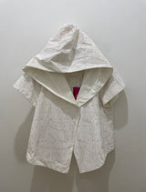 Printed Short Sleeve Hooded Jacket - White Print