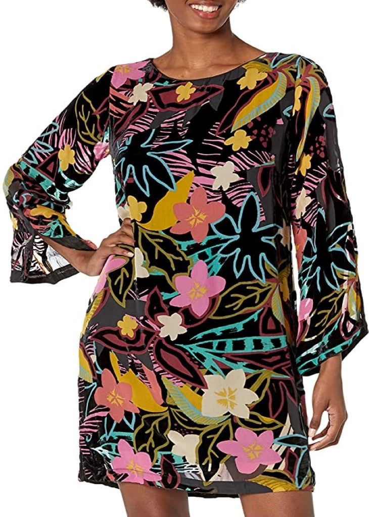 Johnny Was Wild Delany Burnout Tunic Dress. Womens Long Sleeve Dresses