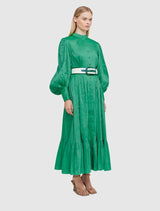 Viridian Silk Linen Dress - Forrest