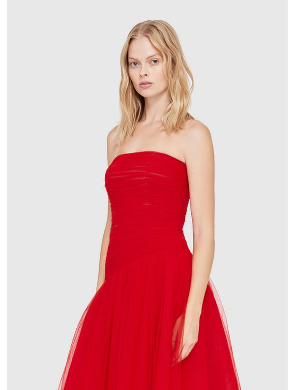Rosalie Bustier Midi Dress - Red