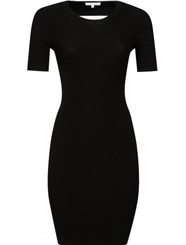 Short Sleeve Cut Out Dress - Nero