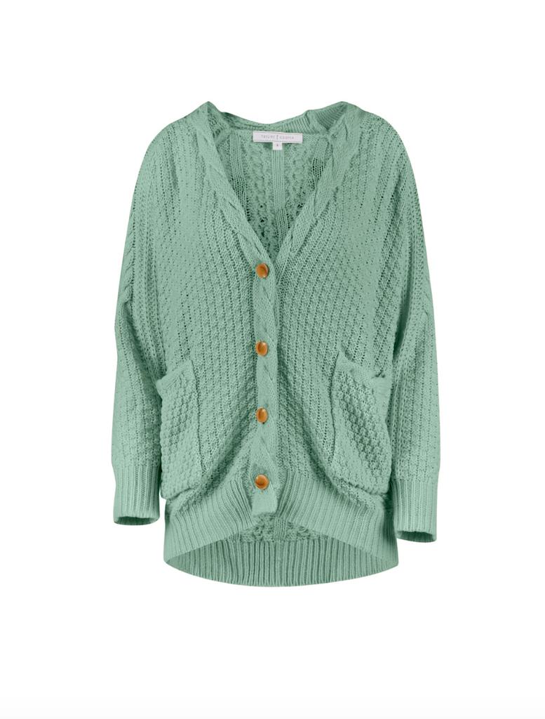 Ready And Cable Cardigan - Sage