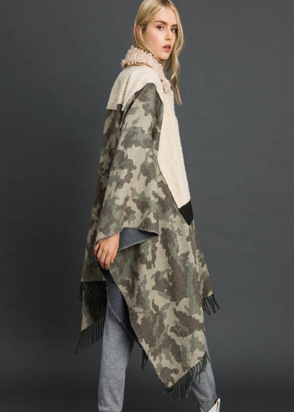 Twinset Camo Wool Cape