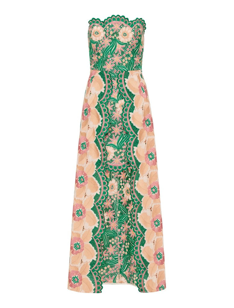Orchid Strapless Dress - Pink/Emerald